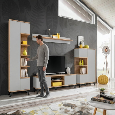 Ensemble de meubles de luxe pour salon de 4 pièces avec support TV et étagère
