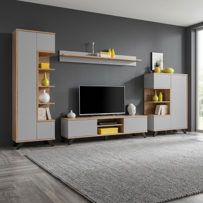 Ensemble de meubles de luxe pour salon de 4 pièces avec support TV et étagère