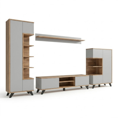 Jeu de 4 pièces moderne mur salon étagère support TV luxe