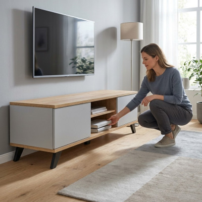 Luxus-TV-Lowboard Wohnzimmer Modernes Designer-Möbel Holz Sideboard neu