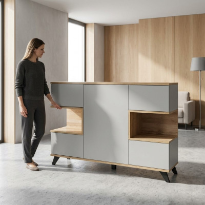Commode blanche moderne pour salon, nouvelle commode de designer de luxe en bois.