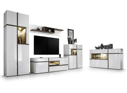 Ensemble de 5 pièces Mobilier moderne pour salle de séjour, TV, buffet bas, armoire, unités murales en bois neuf.