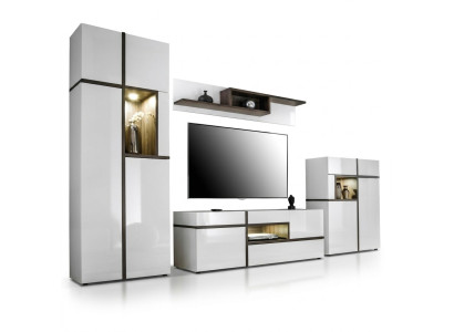 Ensemble de meubles mural moderne 4 pièces Salle de séjour Blanc Mobilier en bois Armoire TV Buffet bas