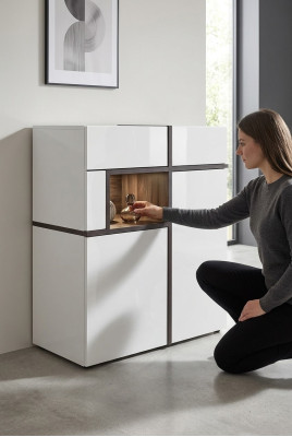 Meubles de designer de garde-robe moderne blanc de luxe en bois pour salon.