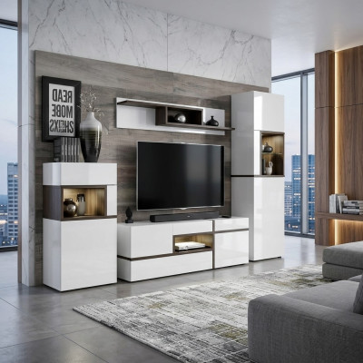 Salle de séjour Ensemble mur TV Lowboard Étagère Design de luxe Ensemble de meubles modernes nouveau