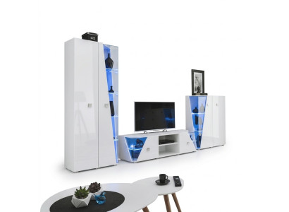 Salle de séjour Ensemble de meubles de luxe 3 pcs Unité murale Mobilier de designer Vitrine Bois
