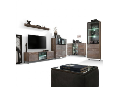 Ensemble de meubles bas pour téléviseur avec unité murale de design, 2 vitrines, meuble bas pour téléviseur, ensemble d'ameublement 5 pièces.