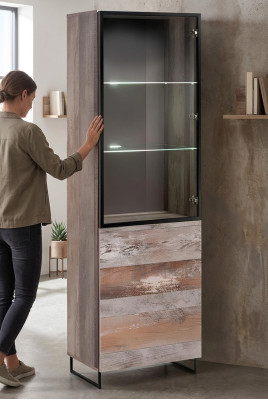 Vitrine Design Armoire en bois Moderne nouveau Mobilier Gris Bois Ameublement