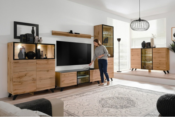 Ensemble de meubles mural 5 pièces de luxe pour le salon commode TV basse design ameublement