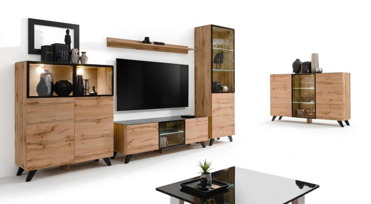 Ensemble de meubles mural 5 pièces de luxe pour le salon commode TV basse design ameublement