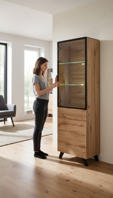 Salon de luxe Vitrine Armoire Bois Moderne Mobilier Designer Ameublement