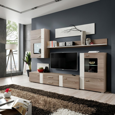 Unité murale TV Mur en bois Style moderne Étagère Mobilier de salon Armoire nouveau