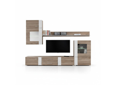 Unité murale TV Mur en bois Style moderne Étagère Mobilier de salon Armoire nouveau