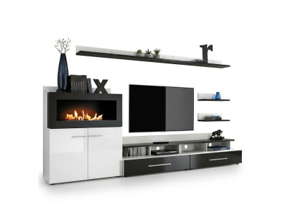 Meuble télé bas TV meuble télé Buffet avec cheminée intégrée Meubles design modernes