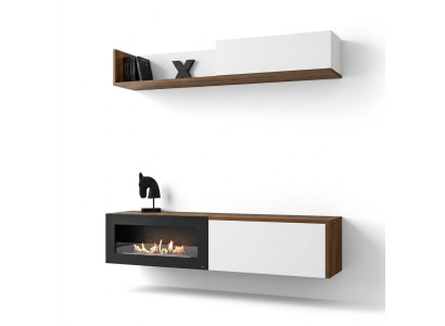 Meuble TV de salon avec cheminée Unité murale Étagère murale Meuble en bois Mobilier neuf