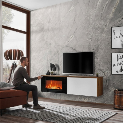 Meuble télé moderne avec cheminée Luxe Salon nouveau Design Mobilier Bois