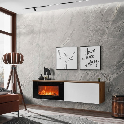 Meuble télé moderne avec cheminée Luxe Salon nouveau Design Mobilier Bois