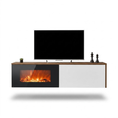 Meuble télé moderne avec cheminée Luxe Salon nouveau Design Mobilier Bois
