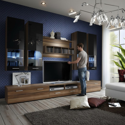 Ensemble mural de télévision design, 4x meuble mural, meuble TV, étagère murale, meubles de luxe