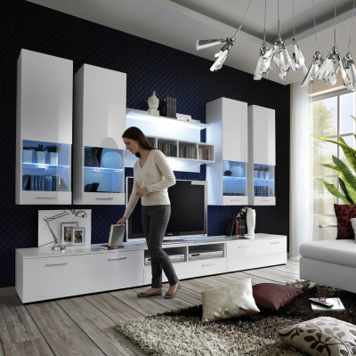 Meuble télé mural buffet design moderne étagères salon bois neuf