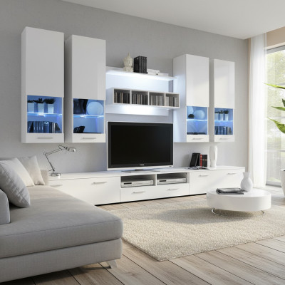 Meuble télé mural buffet design moderne étagères salon bois neuf