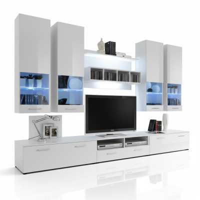 Meuble télé mural buffet design moderne étagères salon bois neuf