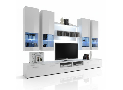 Meuble télé mural buffet design moderne étagères salon bois neuf
