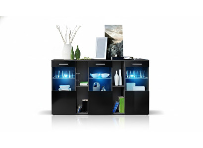Bahut noir Designer Commode Salon Moderne Mobilier en Bois