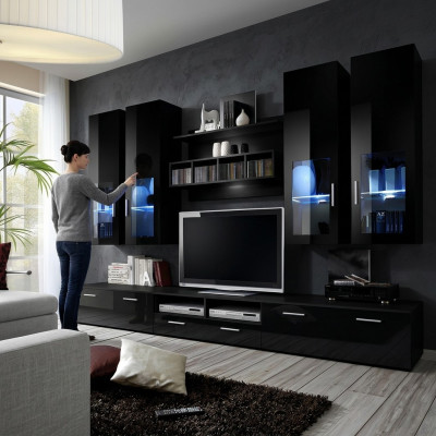 Ensemble mural complet de design moderne pour le salon Étagères Meuble TV Basse