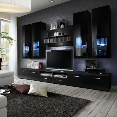 Ensemble mural complet de design moderne pour le salon Étagères Meuble TV Basse