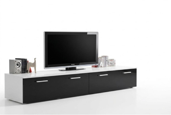 Meuble TV bas pour salon de luxe design moderne en bois.