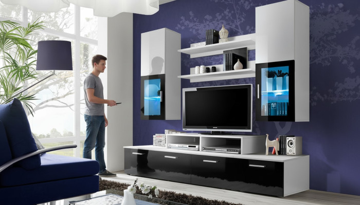 Unité murale Complet TV Lowboard Meuble mural de luxe des fournitures de cabinet de concepteur moderne