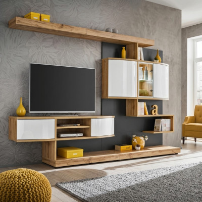 Unité murale Braun Ameublement Luxueux Salon de designer Meuble TV Table basse Mobilier neuf