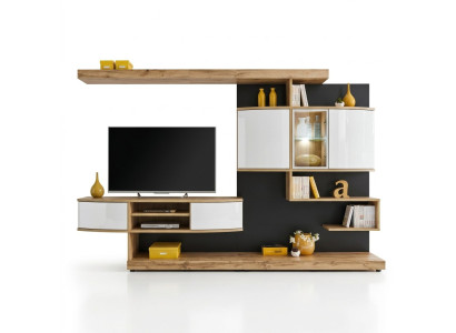Unité murale Braun Ameublement Luxueux Salon de designer Meuble TV Table basse Mobilier neuf