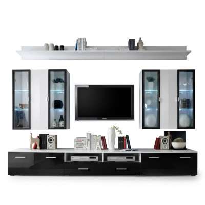 Meuble télévision mural, meuble télévision de luxe, buffet bas en bois, design moderne, salon de designer