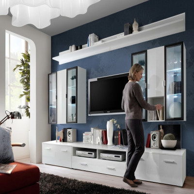 Ensemble de meubles de salon Unité murale design Mobilier armoire murale Blanc