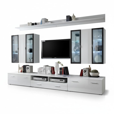 Ensemble de meubles de salon Unité murale design Mobilier armoire murale Blanc