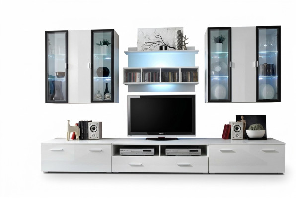 Unité murale Meuble TV Designer Meuble bas Mobilier de salon Bois Mobilier moderne