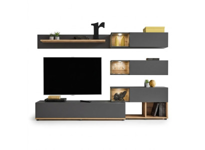 Unité murale de luxe Étagère murale Étagère Salon Meuble bas pour téléviseur Moderne Bois Designer