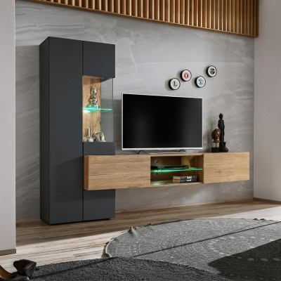 Ensemble mural complet gris de luxe Étagère design Salon Mobilier neuf