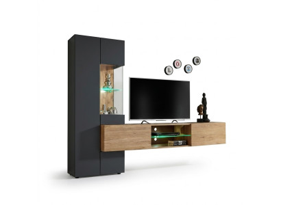 Ensemble mural complet gris de luxe Étagère design Salon Mobilier neuf