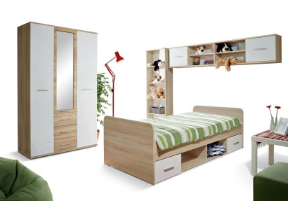 Chambre d'enfants Ensemble Lit Table de chevet Armoire de designer Mobilier moderne 4 pièces