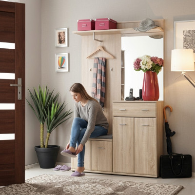 Conception Moderne Porte-Manteau de Couloir de Luxe Stand de Vêtements Meuble en Bois Nouvelle Salle Hall
