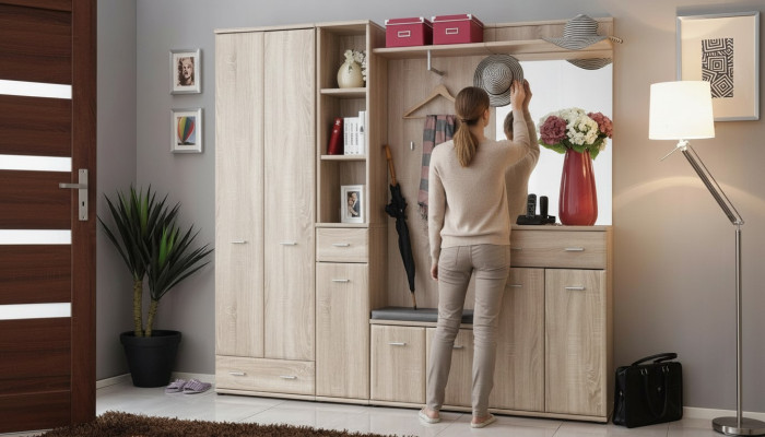 Portemanteau Armoire Garde-robe Armoire Entrée Design Mobilier Luxe Ameublement Nouveau Étagère
