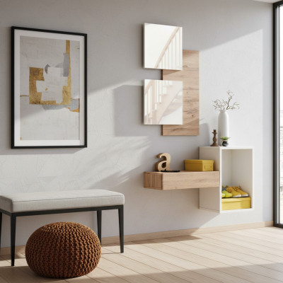 Portemanteau d'entrée Meuble Moderne Design Mural Mobilier en Bois Nouveau Hall