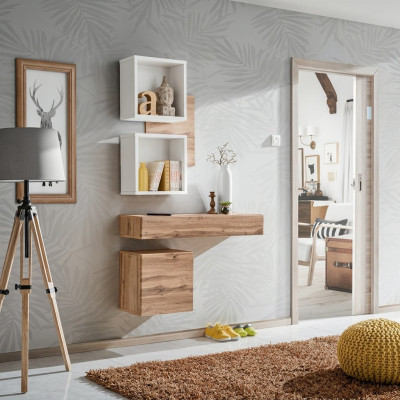 Ensemble d'entrée moderne de 4 pièces avec étagères murales et armoire neuve