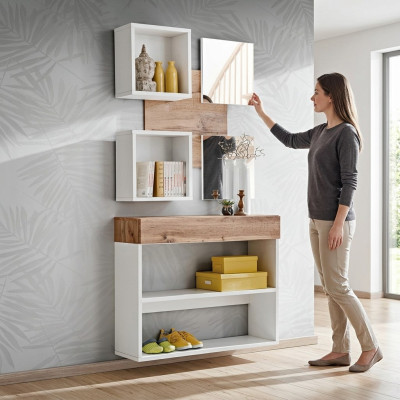 Jeu de meubles à chaussures de luxe pour entrée au design moderne en bois