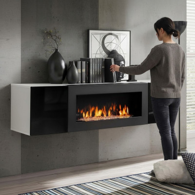 Armoire design pour salon avec cheminée meubles en bois moderne