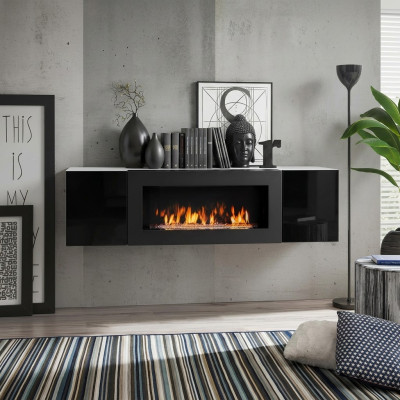 Armoire design pour salon avec cheminée meubles en bois moderne