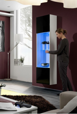 Vitrine en bois suspendue design moderne blanc